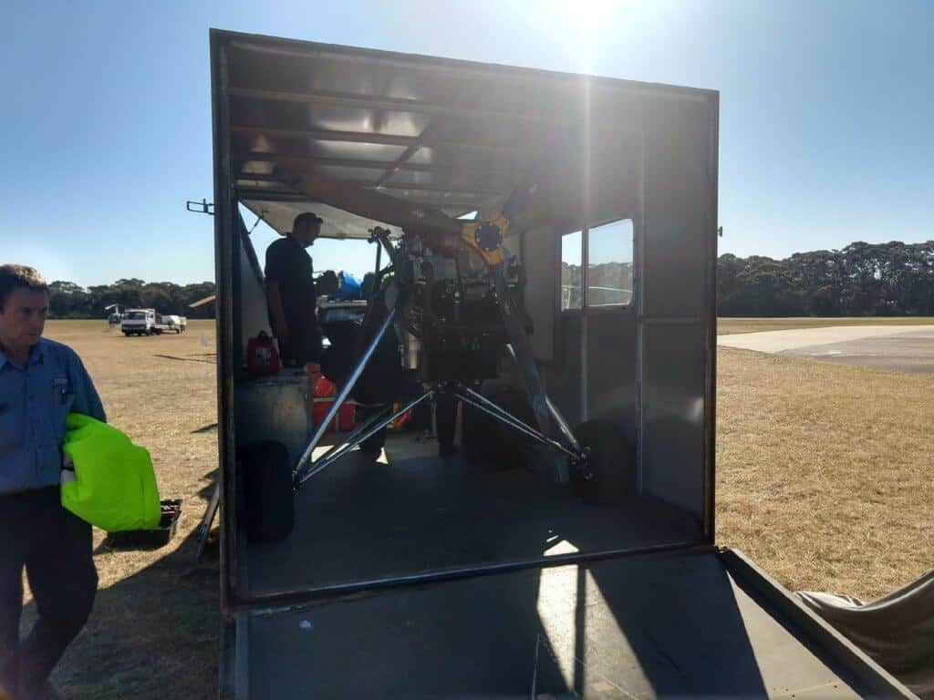 Rear view of the trike in the trailer before leaving Lake Macquarie
